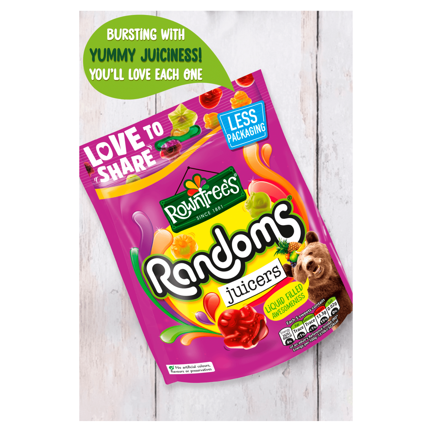 Rowntree's Randoms Juicers Sweets Sharing Bag 140g - UK Food & Drink - 8593893769816
