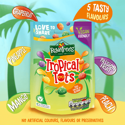Rowntree's Tropical Tots Vegan Friendly Sweets Sharing Bag 140g - UK Food & Drink - 7613287933003