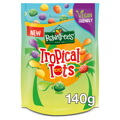 Rowntree's Tropical Tots Vegan Friendly Sweets Sharing Bag 140g - UK Food & Drink - 7613287933003