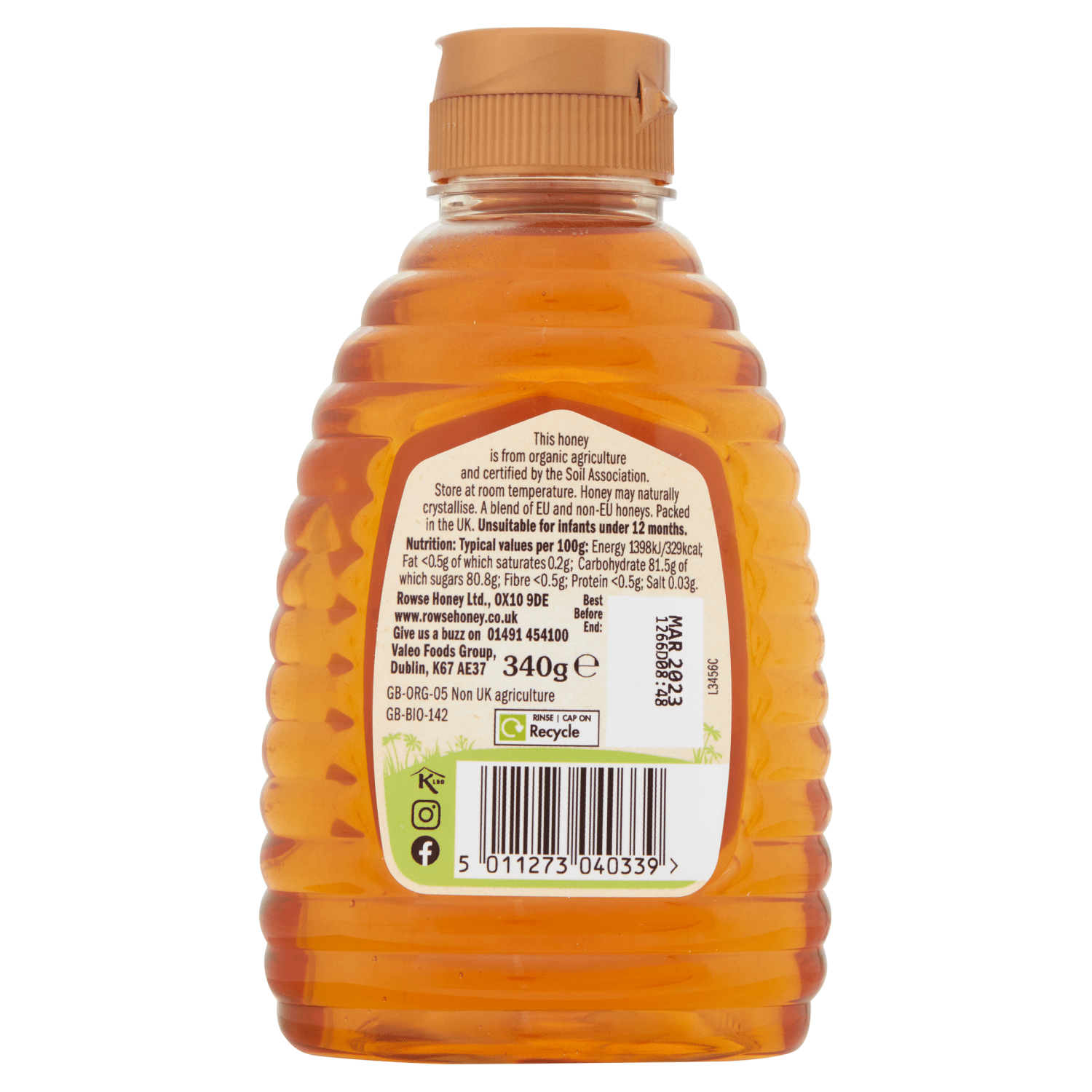 Rowse Organic Honey 340g - UK Food & Drink - 5011273040339