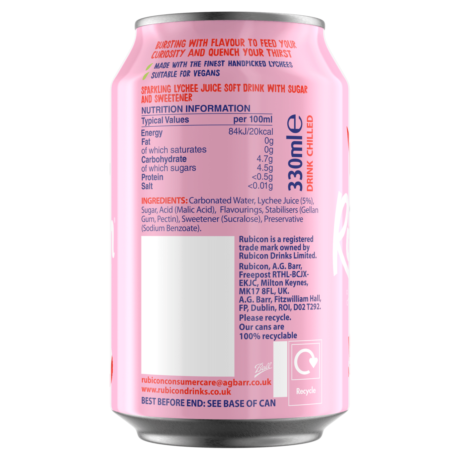 Rubicon Sparkling Lychee 330ml - UK Food & Drink - 5011898003016