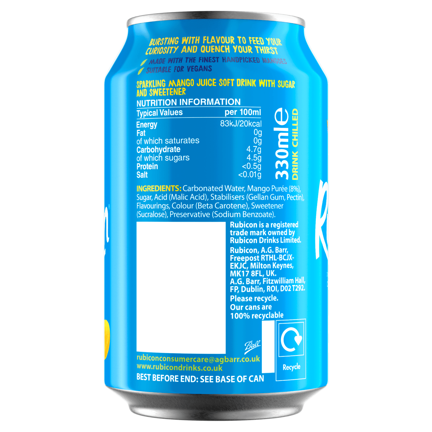 Rubicon Sparkling Mango 330ml - UK Food & Drink - 5011898002019