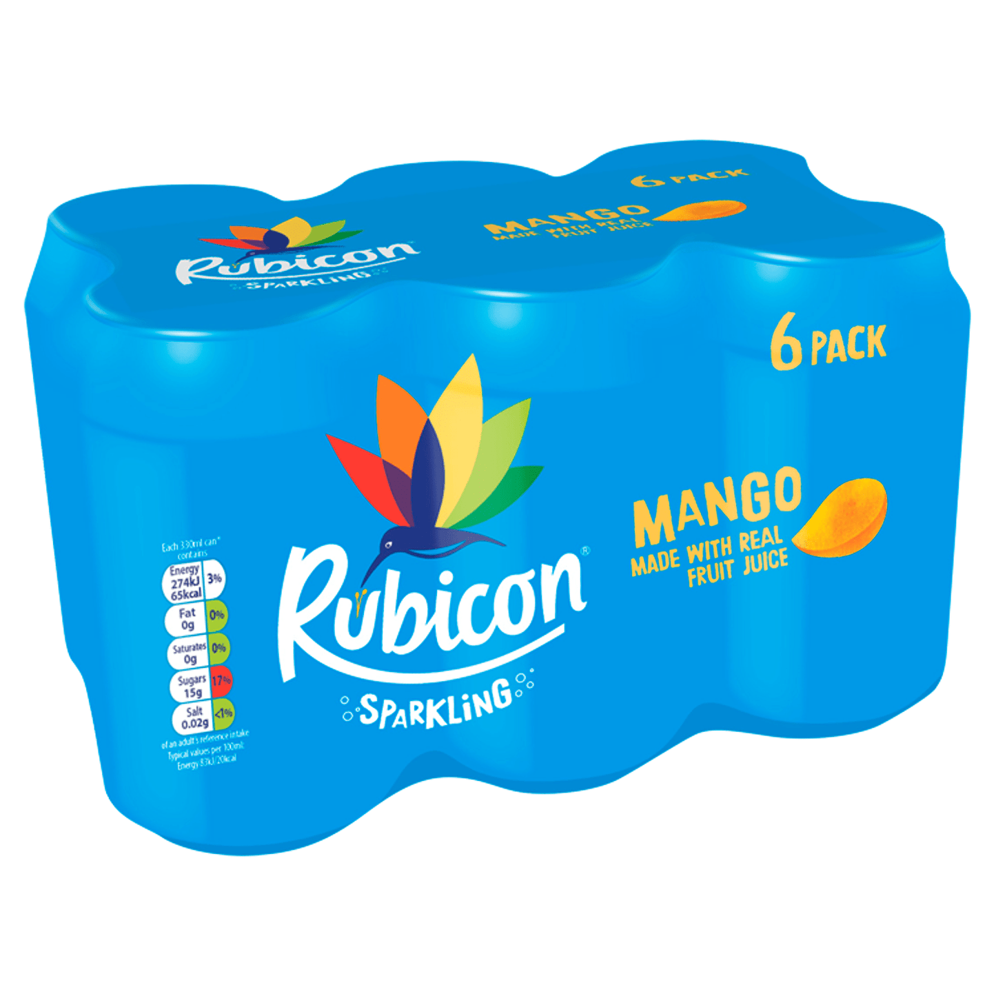 Rubicon Sparkling Mango Juice Soft Drink 6 x 330ml - UK Food & Drink - 5011898062075
