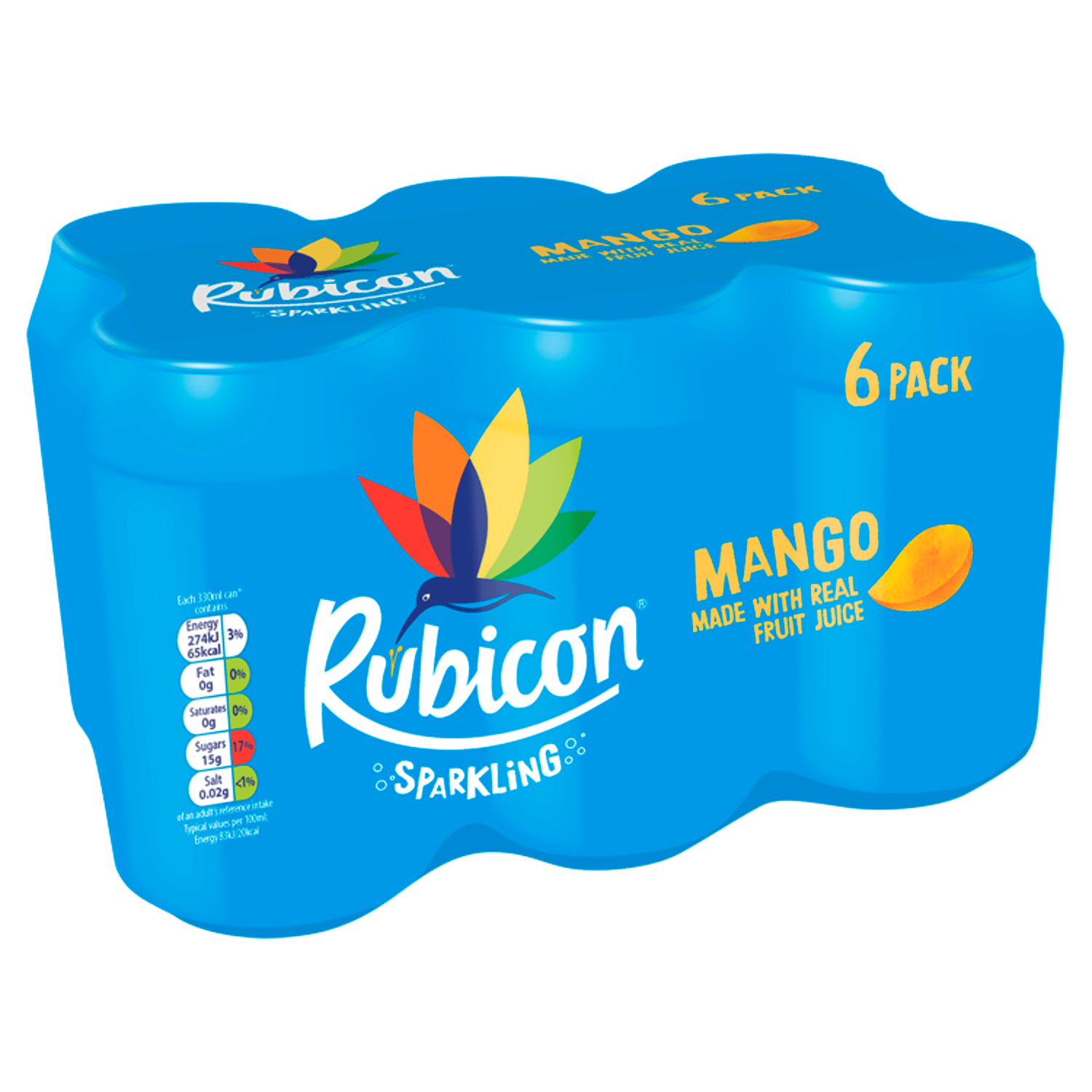 Rubicon Sparkling Mango Juice Soft Drink 6 x 330ml - UK Food & Drink - 5011898062075