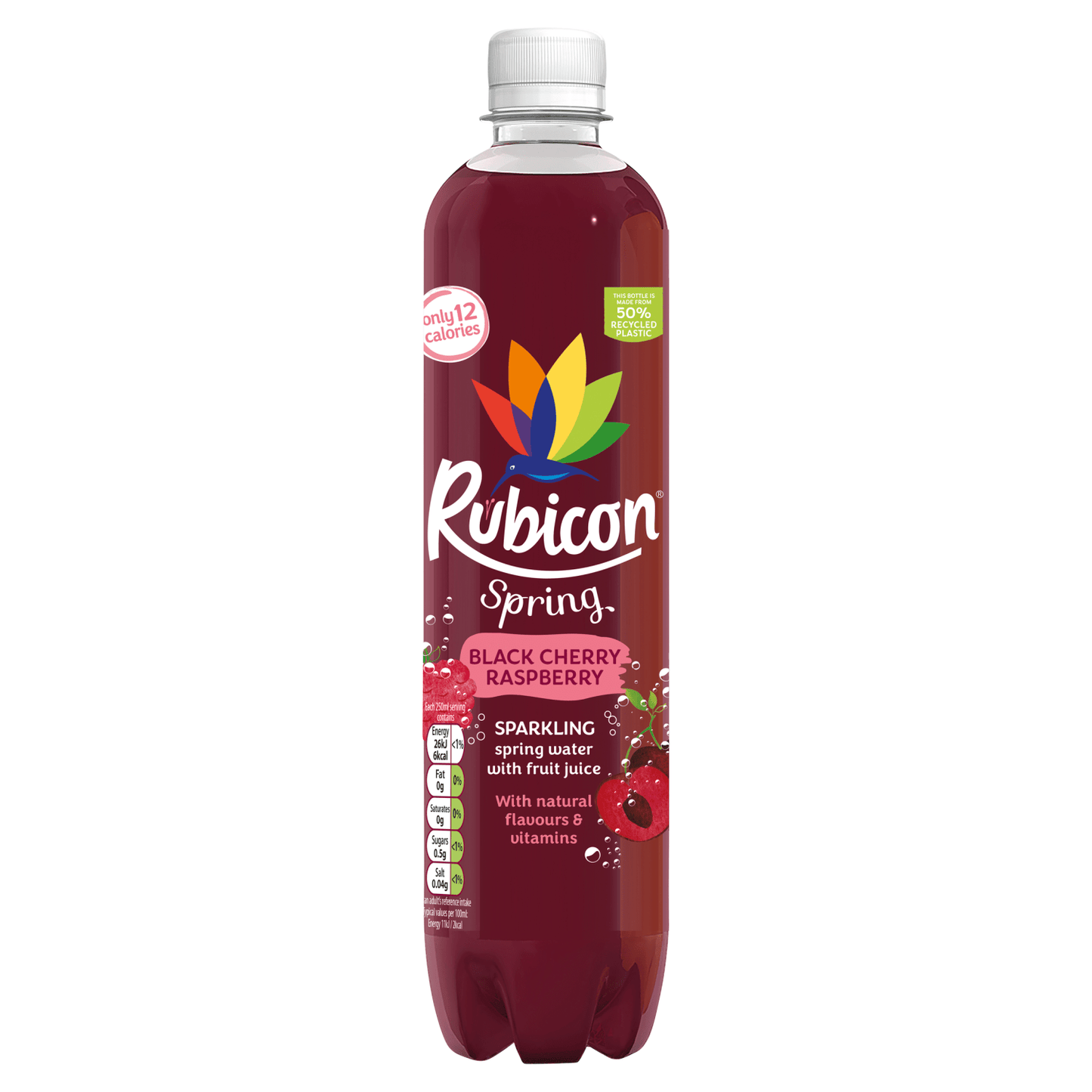 Rubicon Spring Black Cherry Raspberry Sparkling Spring Water 500ml - UK Food & Drink - 5000382102144