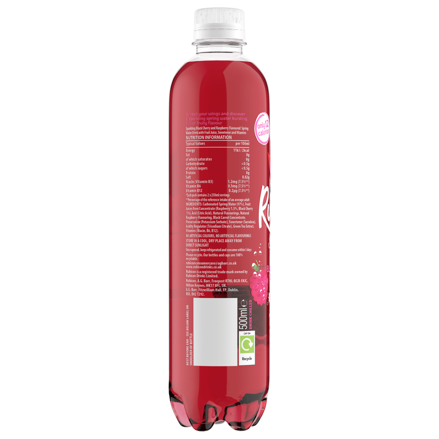 Rubicon Spring Black Cherry Raspberry Sparkling Spring Water 500ml - UK Food & Drink - 5000382102144