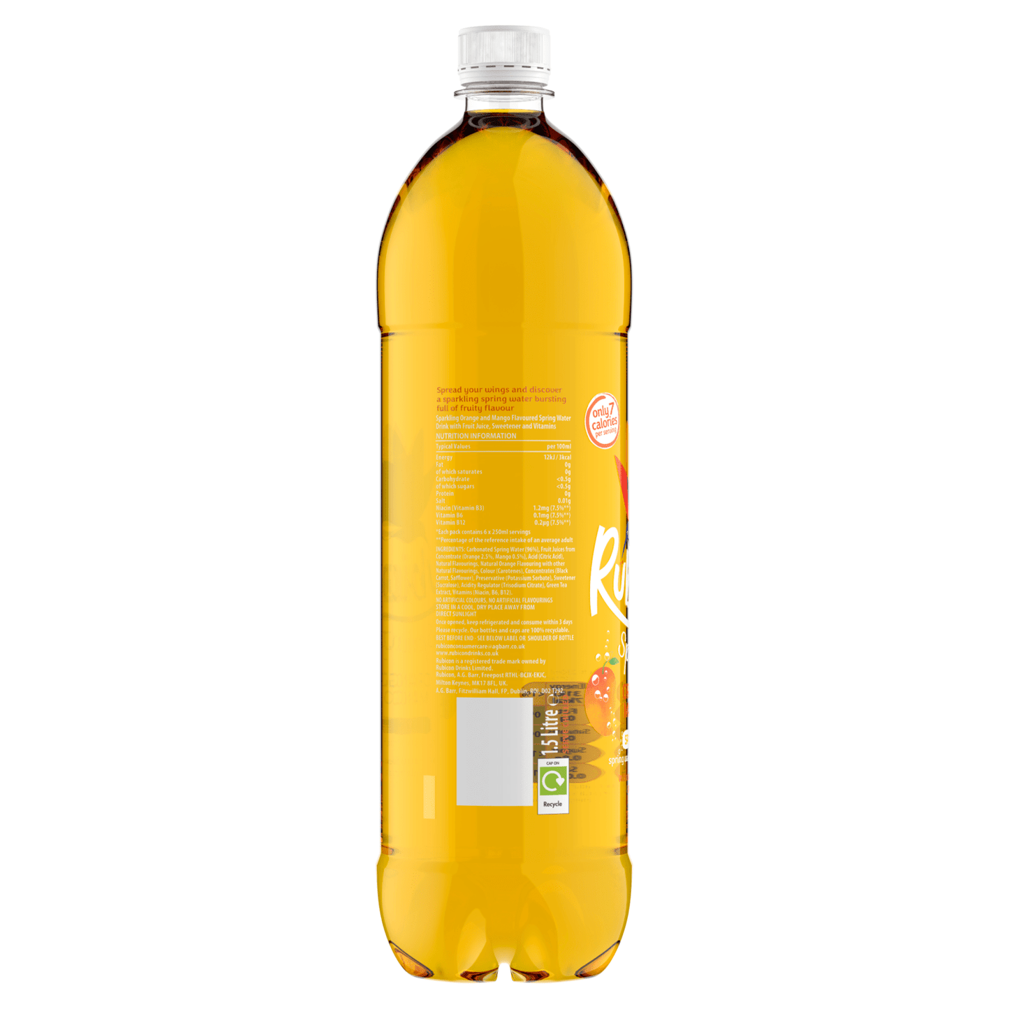Rubicon Spring Orange Mango Flavoured Sparkling Spring Water 1.5L - UK Food & Drink - 5000382104407