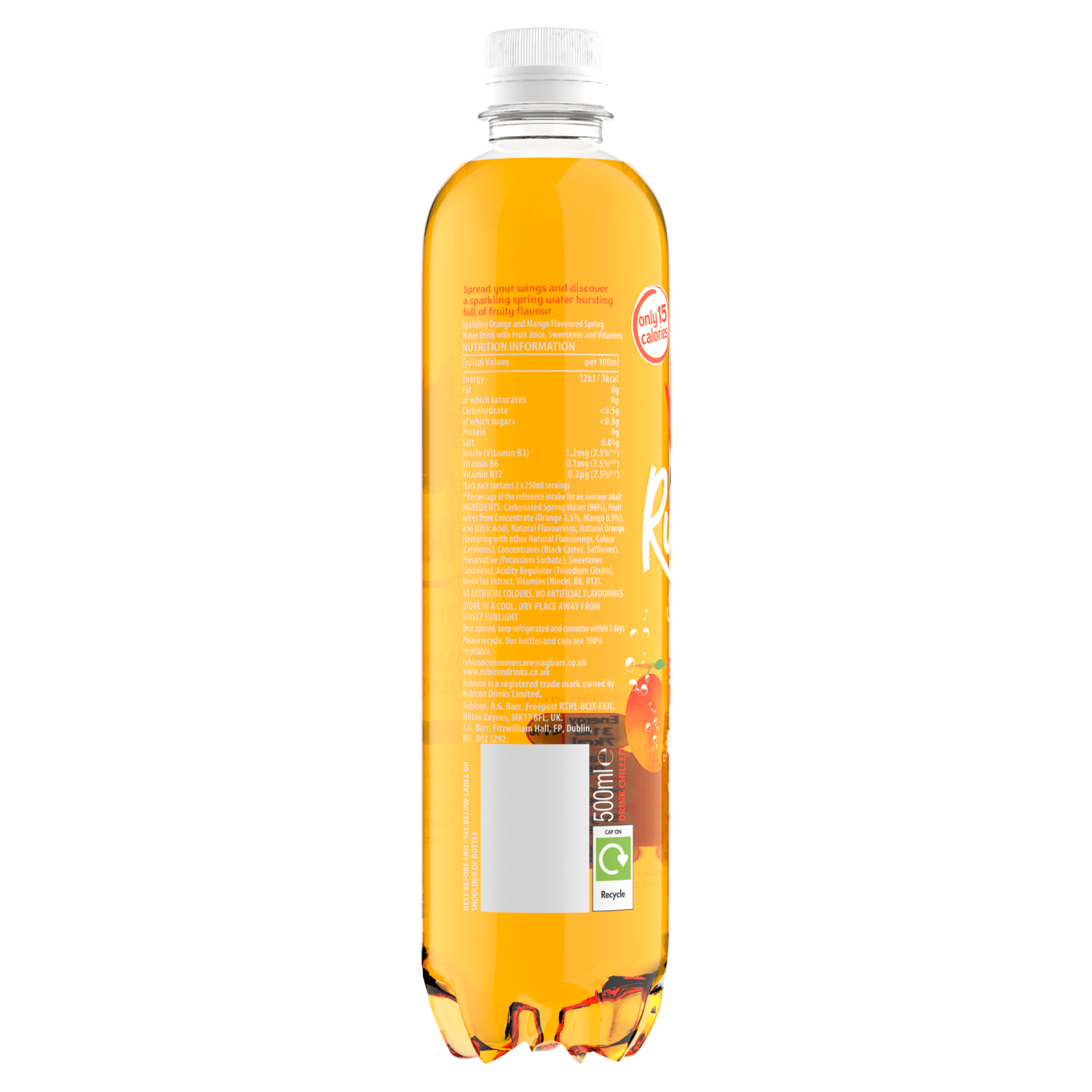 Rubicon Spring Orange Mango Flavoured Sparkling Spring Water 500ml - UK Food & Drink - 5000382102168