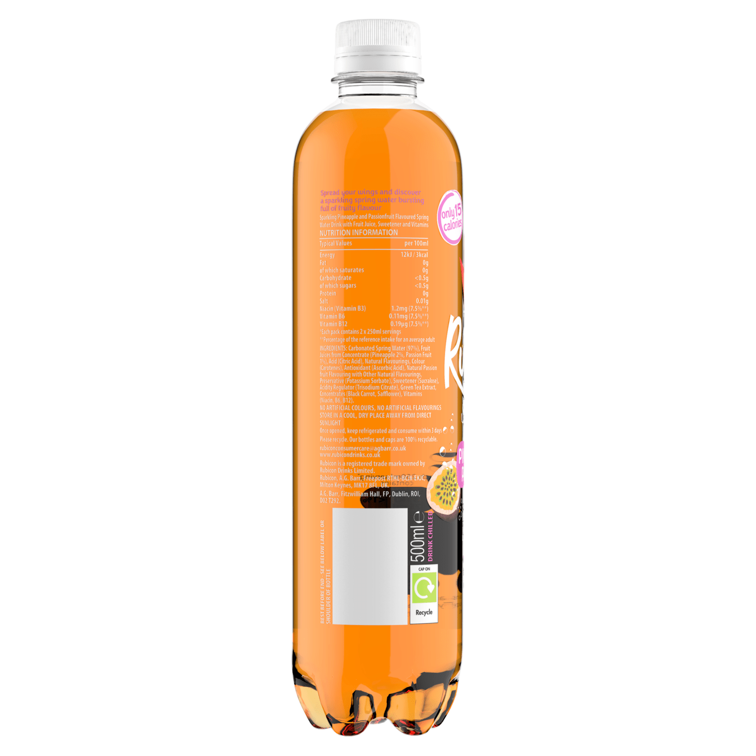 Rubicon Spring Pineapple Passion Flavoured Sparkling Spring Water 500ml - UK Food & Drink - 5000382111061