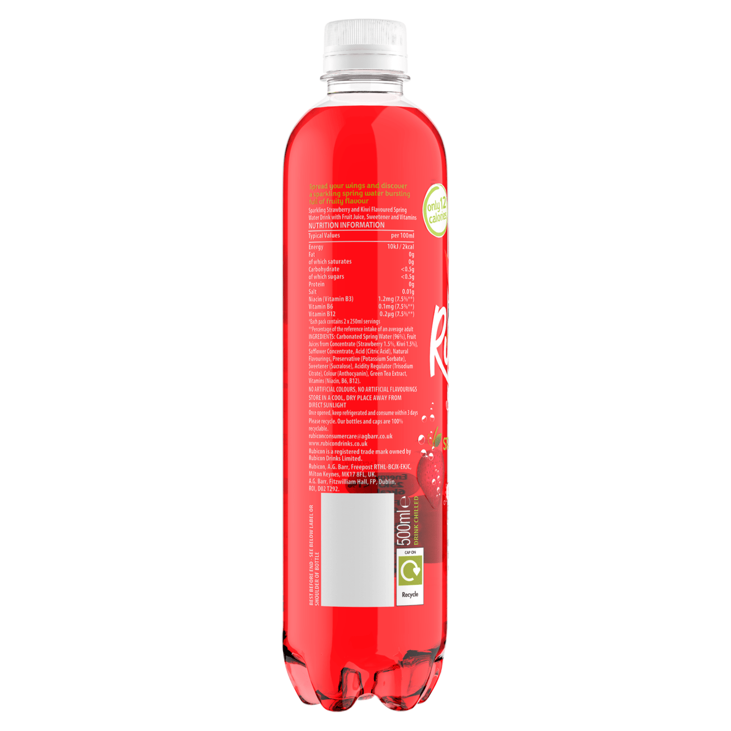 Rubicon Spring Strawberry Kiwi Flavoured Sparkling Spring Water 500ml - UK Food & Drink - 5000382102182