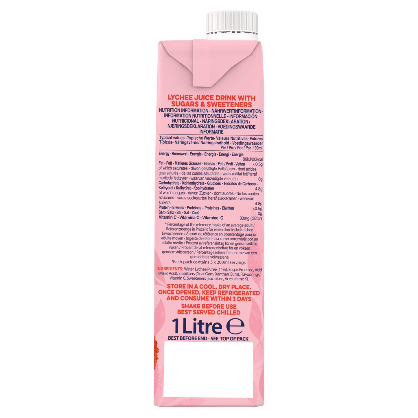 Rubicon Still Lychee Juice Drink 1 Litre - UK Food & Drink - 5011898001210