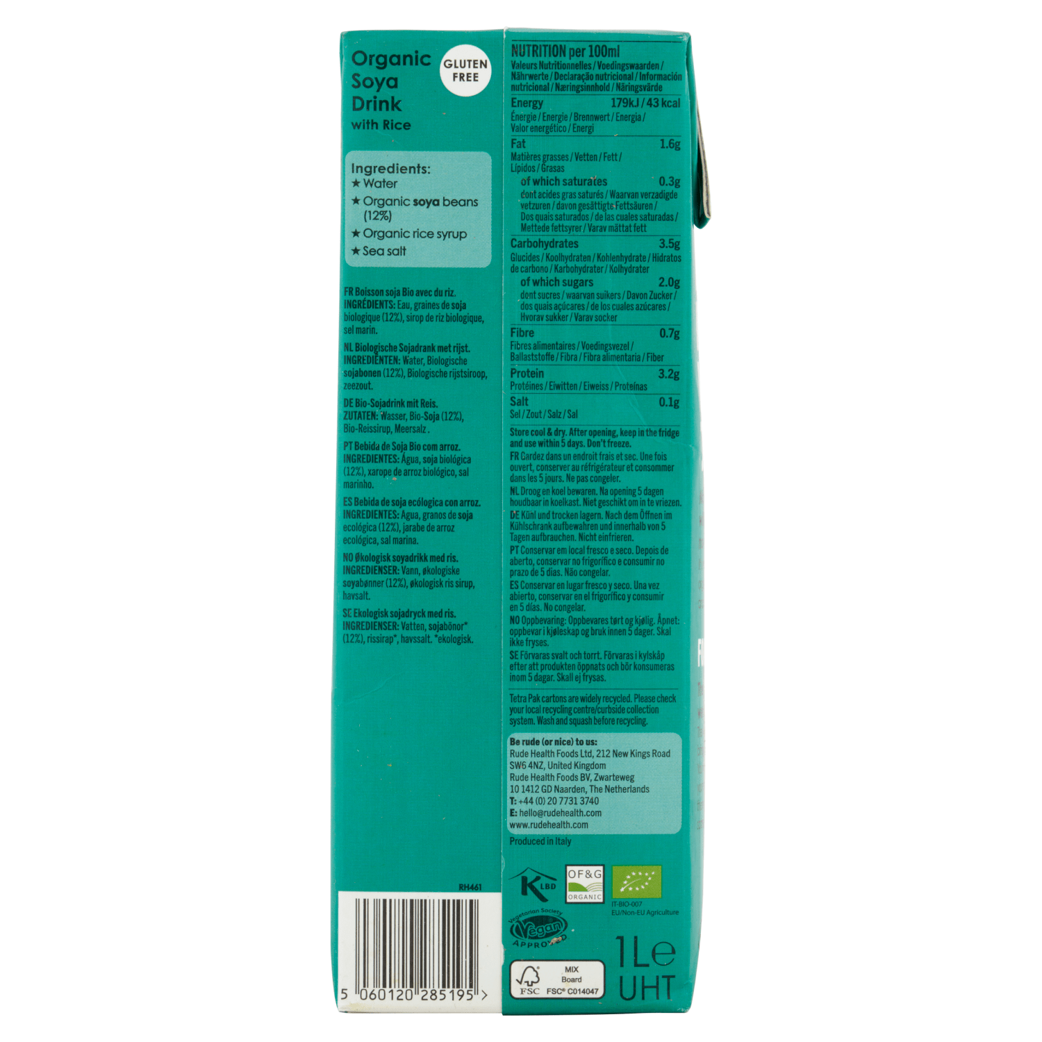 Rude Health Barista Soya Organic 1L - UK Food & Drink - 5060120285195