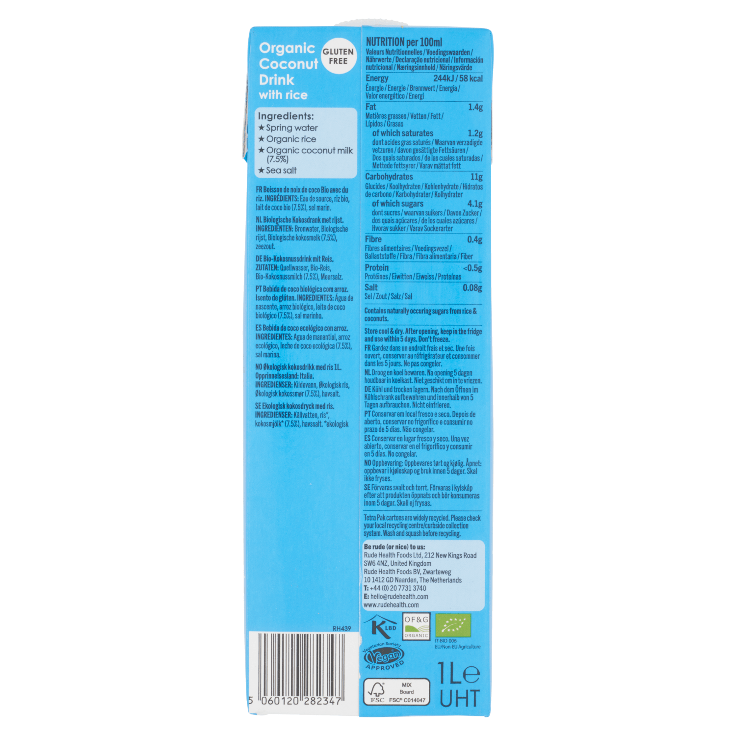 Rude Health Coconut Organic 1L - UK Food & Drink - 5060120282347