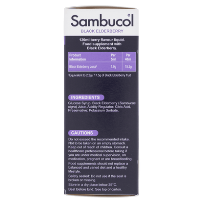 Sambucol Original Black Elderberry Liquid 120ml - UK Food & Drink - 5060216560151