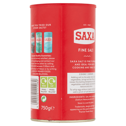 Saxa Fine Salt 750g - UK Food & Drink - 5010024111069