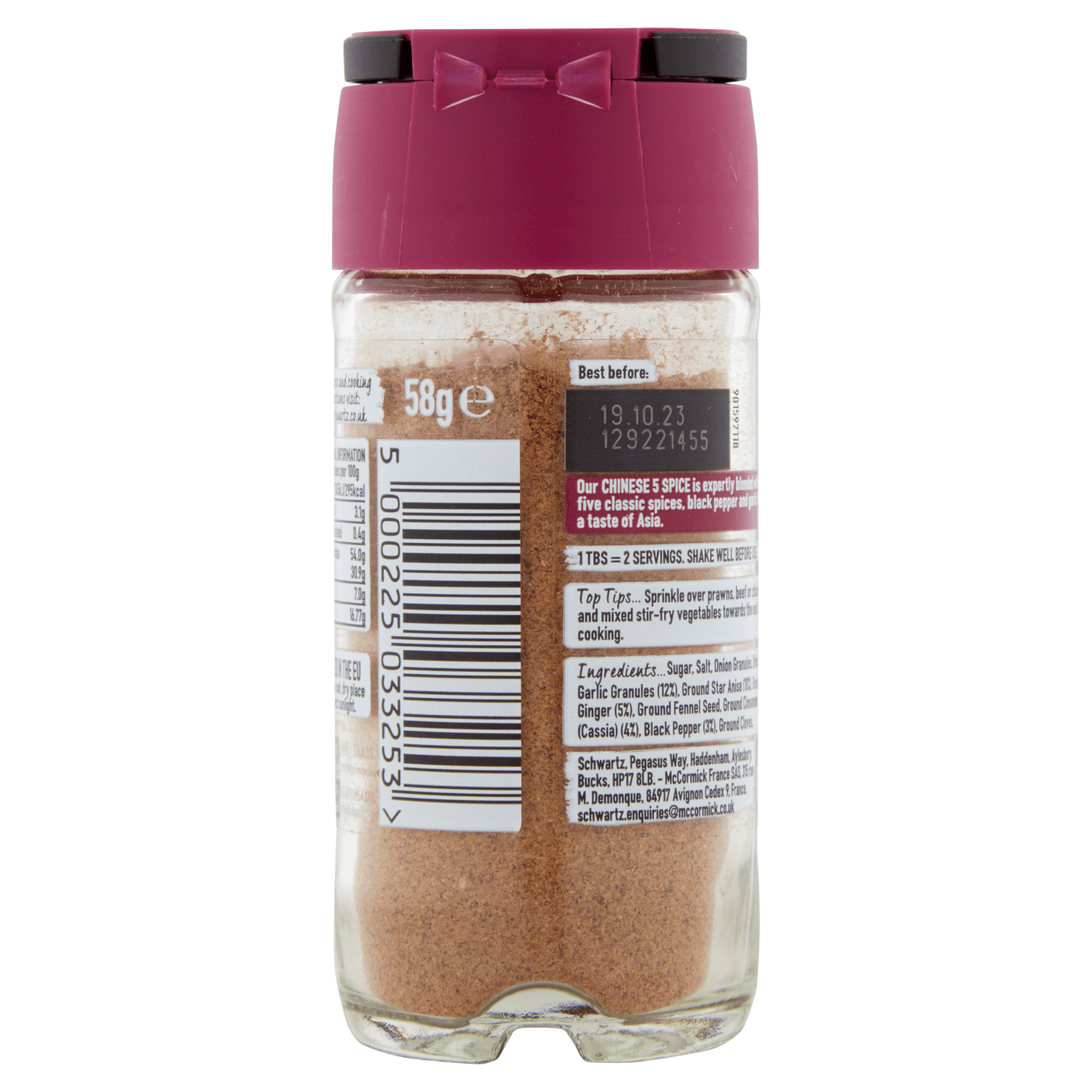 Schwartz Chinese 5 Spice Seasoning 58g - UK Food & Drink - 5000225033253