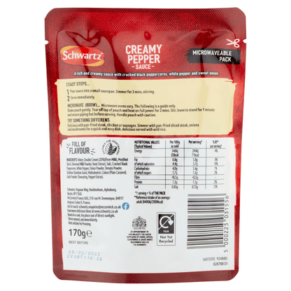 Schwartz Creamy Pepper Sauce 170g - UK Food & Drink - 5000225031556