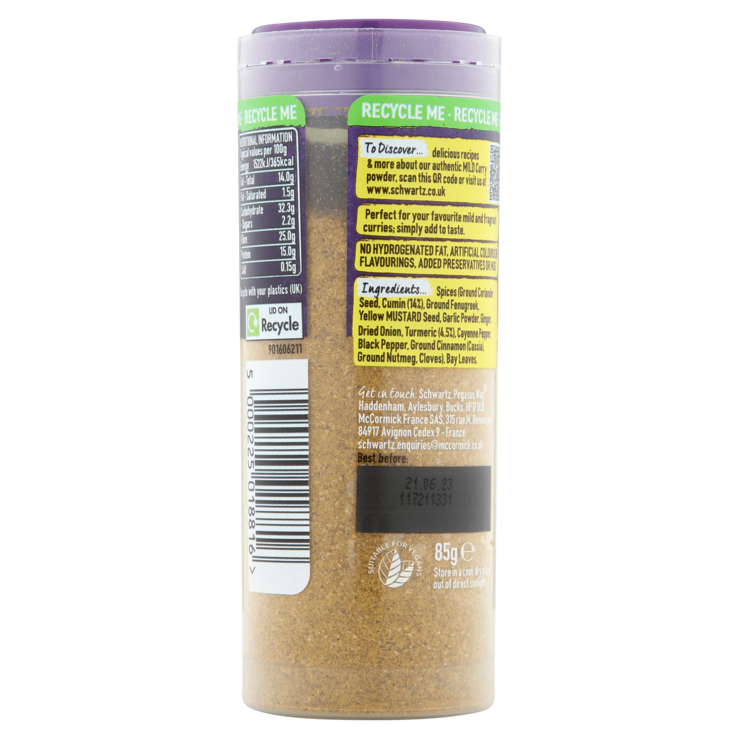 Schwartz Mild Curry Powder 85g - UK Food & Drink - 5000225018816