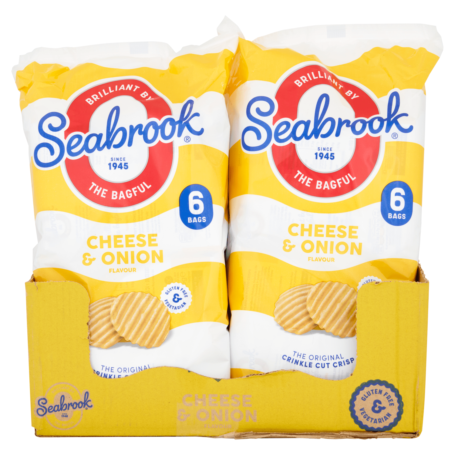 Seabrook Cheese & Onion Flavour The Original Crinkle Cut Crisp 6 x 25g - UK Food & Drink - 5016451062127
