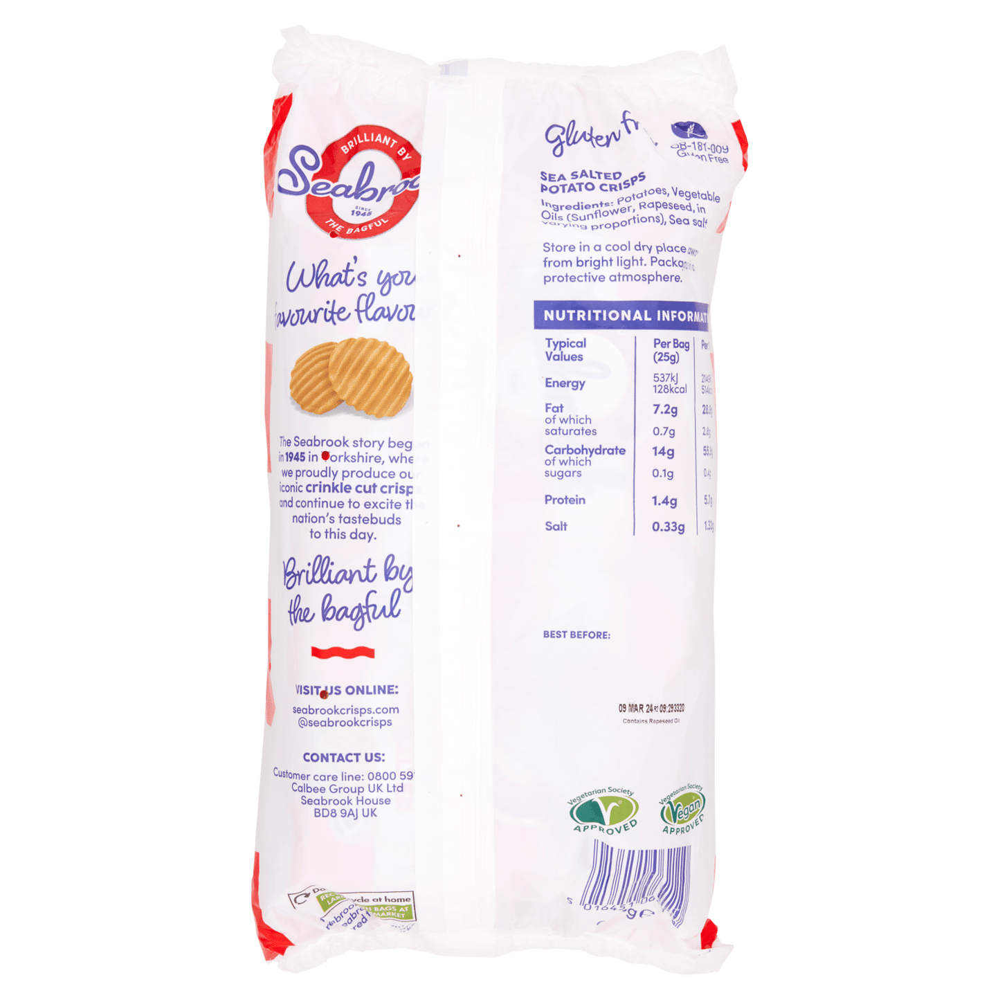 Seabrook Sea Salted The Original Crinkle Cut Crisp 6 x 25g - UK Food & Drink - 5016451062110