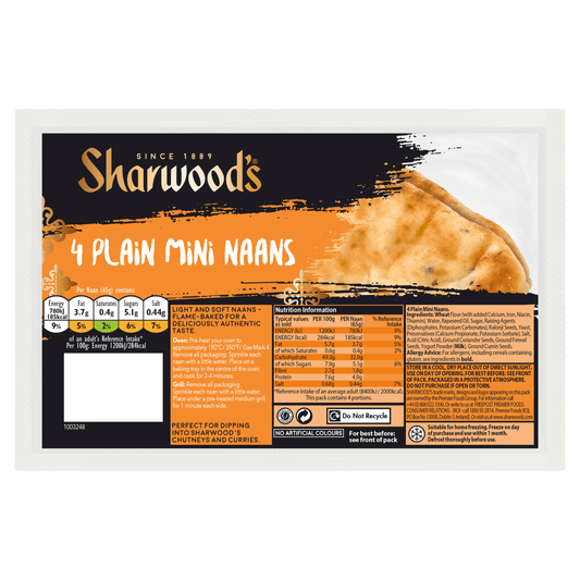 Sharwood's 4 Plain Mini Naans - UK Food & Drink - 5000197583091