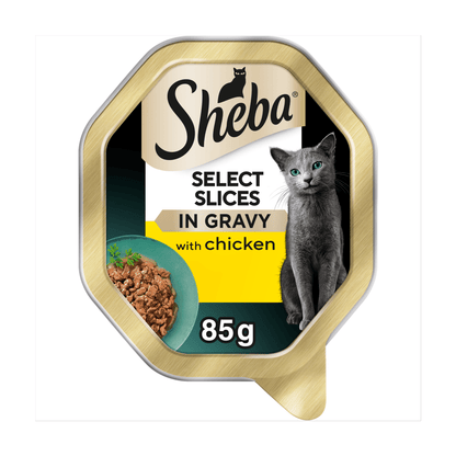 Sheba Select Slices Adult Cat Food Tray with Chicken in Gravy 85g - UK Food & Drink - 4008429070426