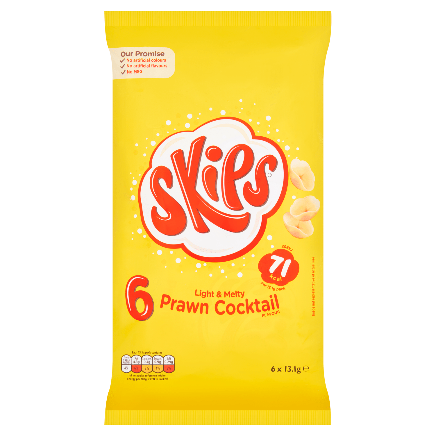 Skips Light & Melty Prawn Cocktail Flavour 6 x 13.1g - UK Food & Drink - 5000237123850