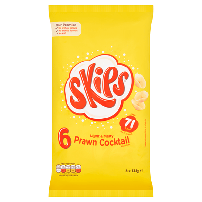 Skips Light & Melty Prawn Cocktail Flavour 6 x 13.1g - UK Food & Drink - 5000237123850