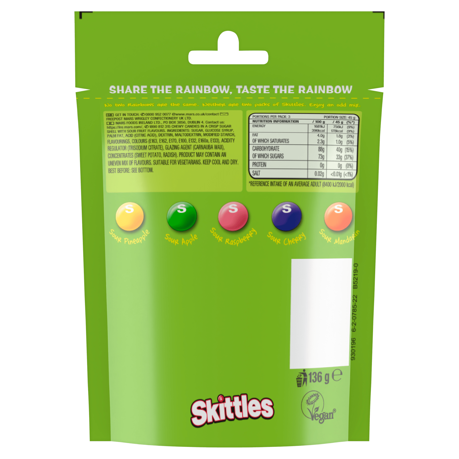 Skittles Crazy Sours 136g - UK Food & Drink - 4009900546102