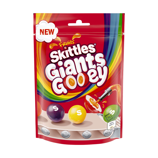 Skittles Giants Gooey Vegan Chewy Sweets Fruit Flavoured Pouch Bag 125g - UK Food & Drink - 4009900550321