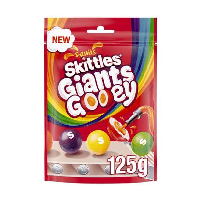 Skittles Giants Gooey Vegan Chewy Sweets Fruit Flavoured Pouch Bag 125g - UK Food & Drink - 4009900550321
