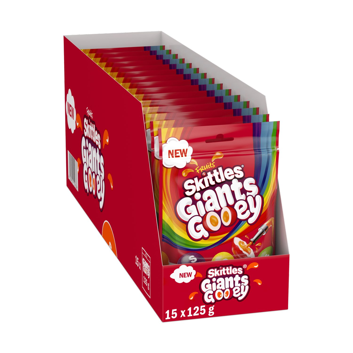 Skittles Giants Gooey Vegan Chewy Sweets Fruit Flavoured Pouch Bag 125g - UK Food & Drink - 4009900550321