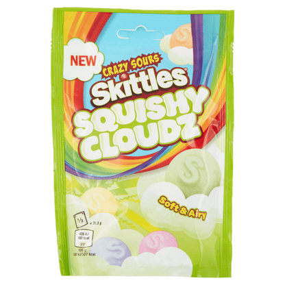 Skittles Squishy Cloudz Crazy Sours Sweets Pouch Bag 94g - UK Food & Drink - 4009900538589