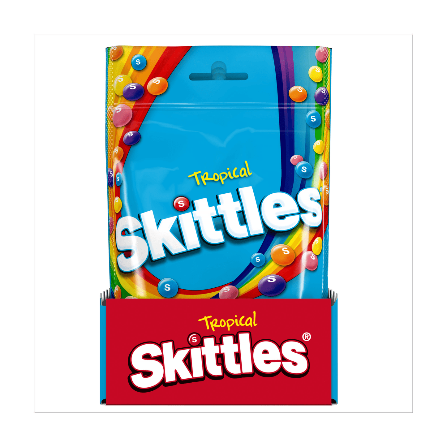 Skittles Vegan Chewy Sweets Tropical Fruit Flavoured Pouch Bag 136g - UK Food & Drink - 4009900546126