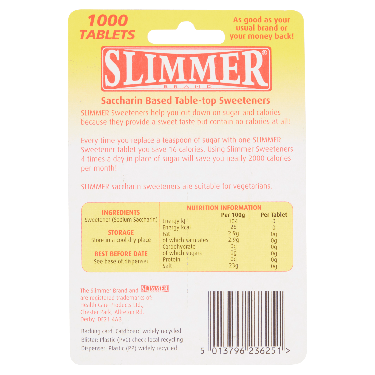 Slimmer Mini Sweeteners 1000 Tablets - UK Food & Drink - 5013796236251