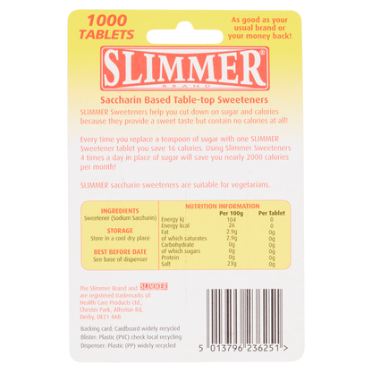 Slimmer Mini Sweeteners 1000 Tablets - UK Food & Drink - 5013796236251