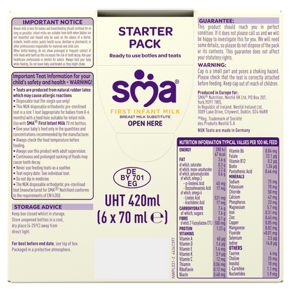 SMA First Infant Milk Breast Milk from Birth 6 x 70ml (420ml) - UK Food & Drink - 7613038977317