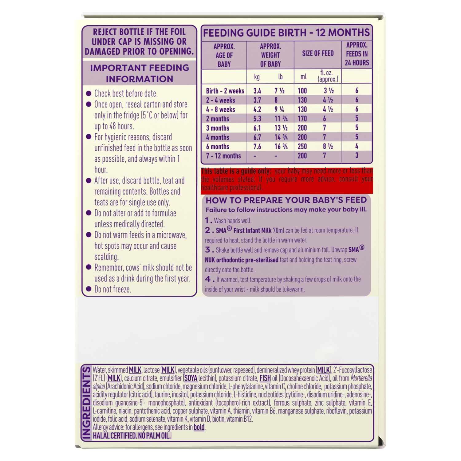 SMA First Infant Milk Breast Milk from Birth 6 x 70ml (420ml) - UK Food & Drink - 7613038977317