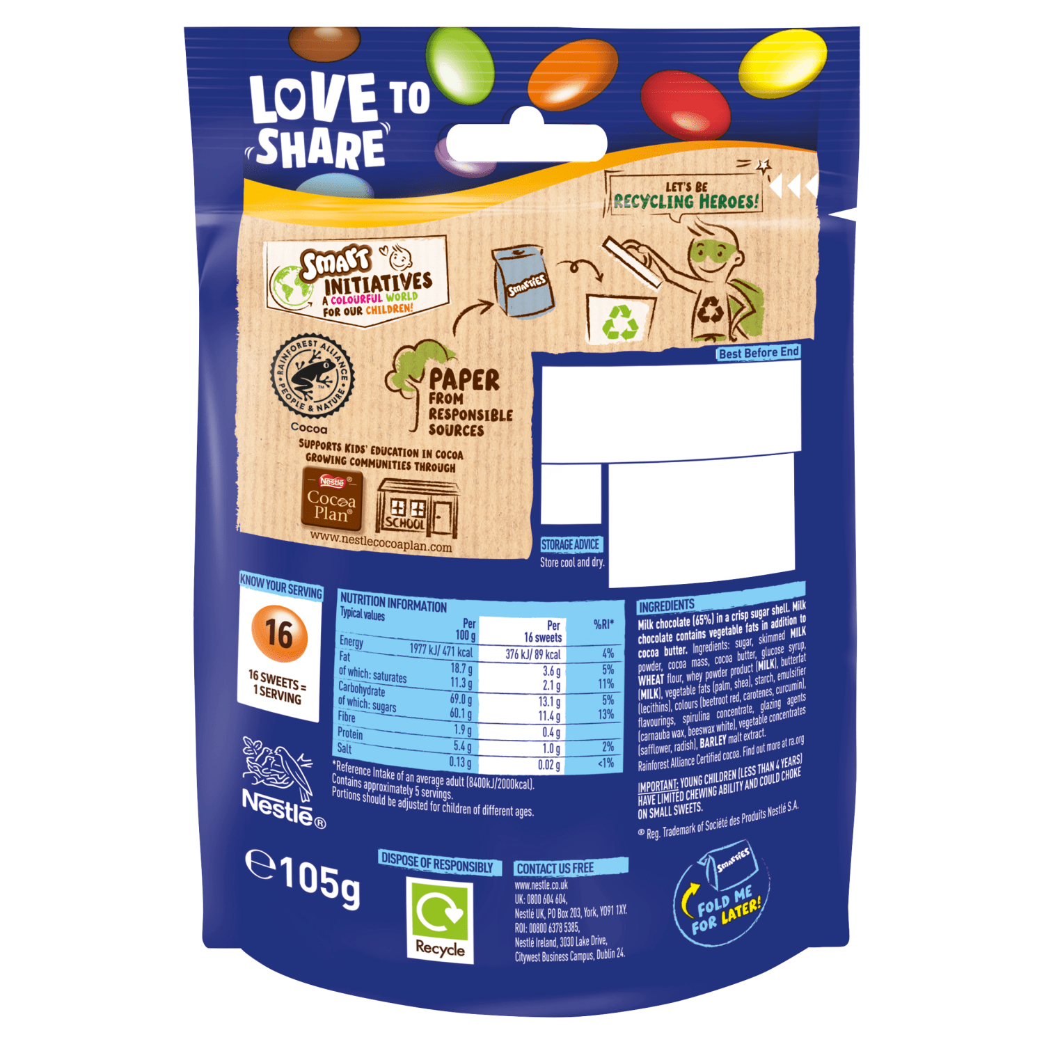 Smarties 105g - UK Food & Drink - 7613039535042