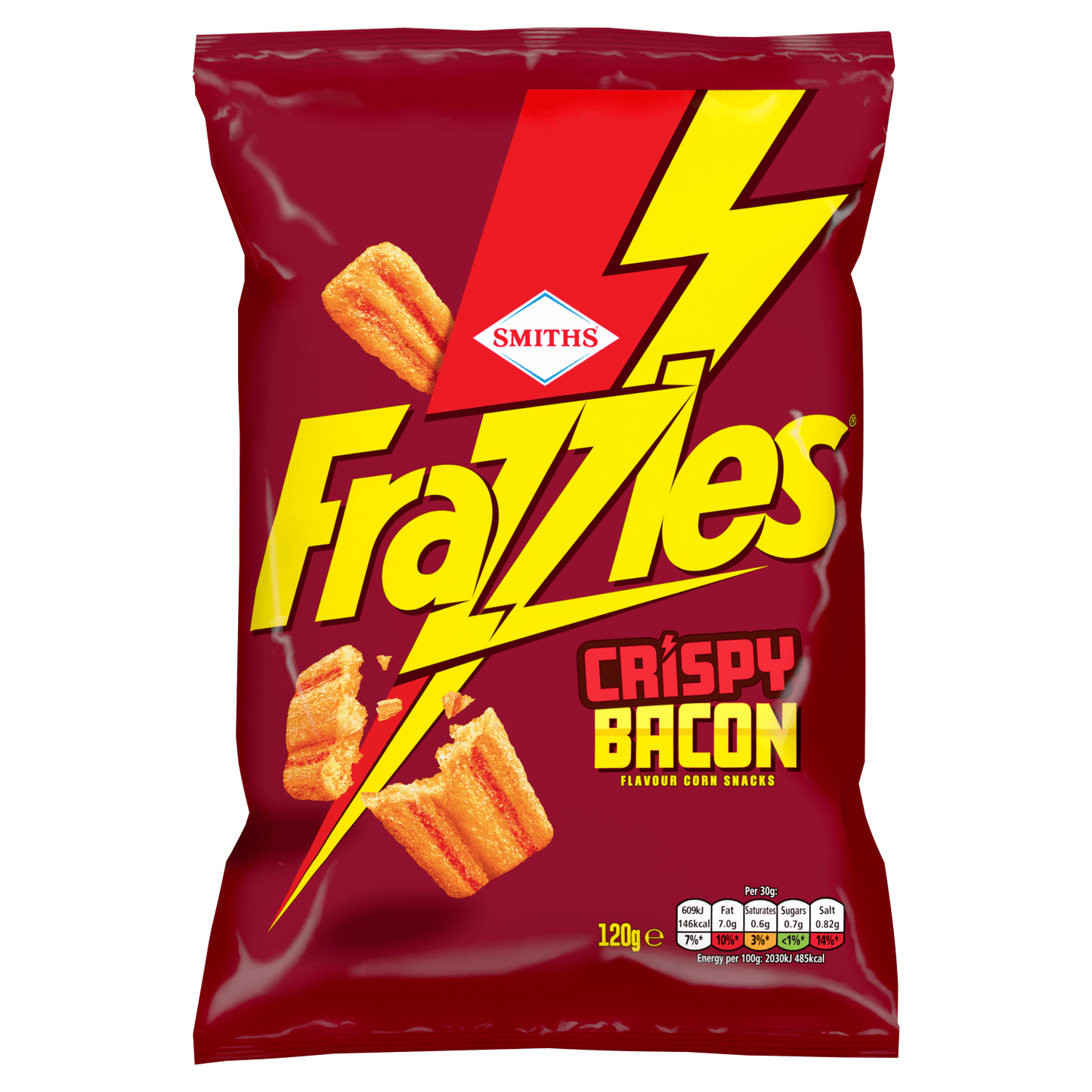 Smiths Frazzles Bacon Crisps Sharing Bag 120g - UK Food & Drink - 5000328334196