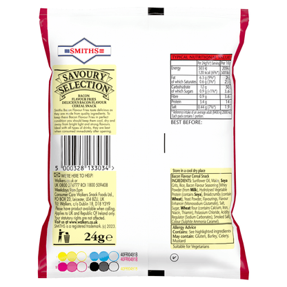 Smiths Fries Bacon Snacks Crisps 24g - UK Food & Drink - 5000328133034