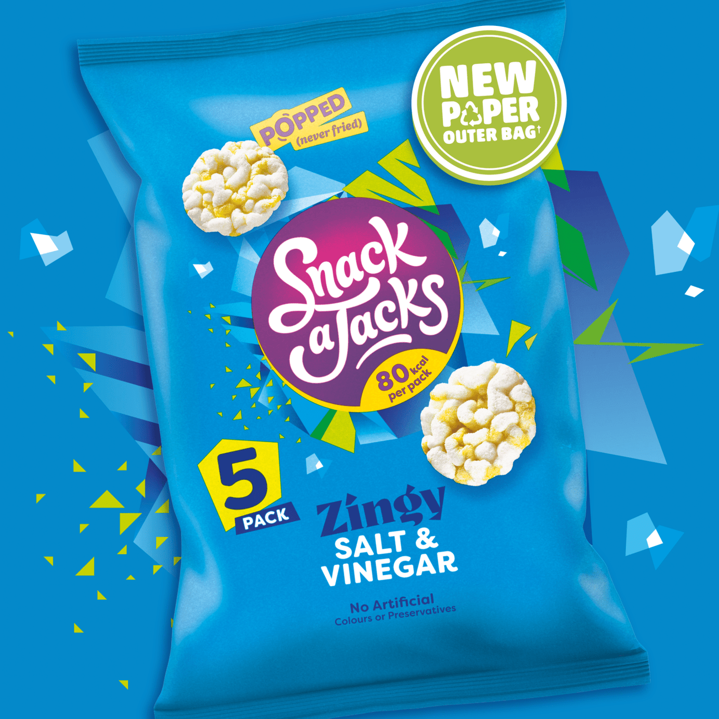 Snack a Jacks Salt & Vinegar Multipack Rice Cakes Crisps 5 x 19g - UK Food & Drink - 5000328250687