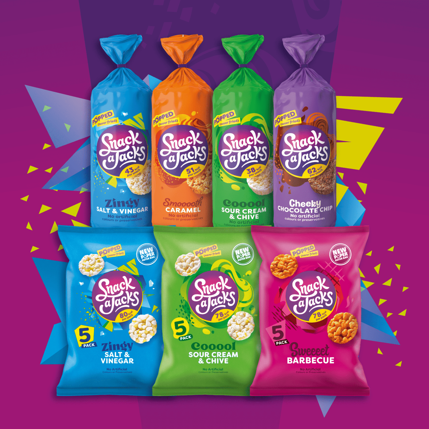 Snack a Jacks Salt & Vinegar Multipack Rice Cakes Crisps 5 x 19g - UK Food & Drink - 5000328250687