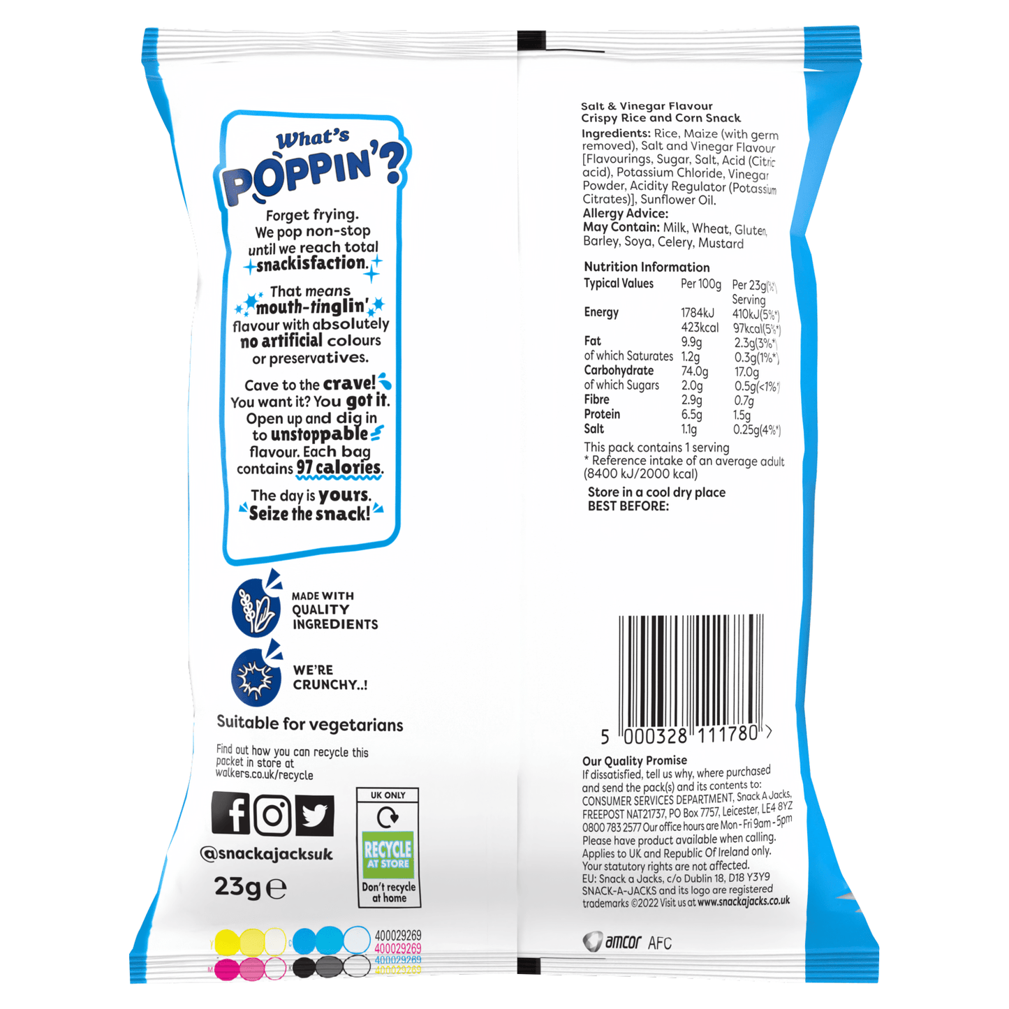 Snack a Jacks Salt & Vinegar Rice Cakes Crisps 23g - UK Food & Drink - 5000328111780