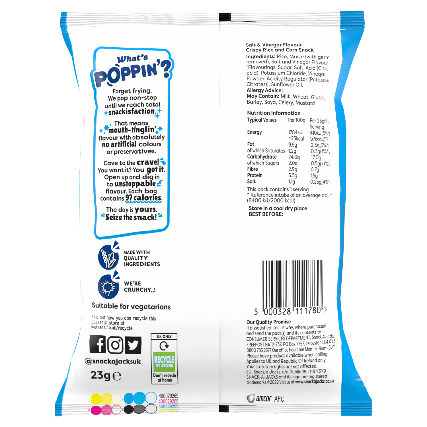 Snack a Jacks Salt & Vinegar Rice Cakes Crisps 23g - UK Food & Drink - 5000328111780