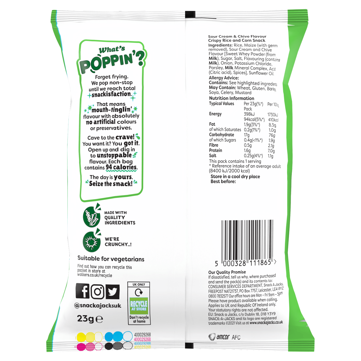 Snack a Jacks Sour Cream & Chive Rice Cakes Crisps 23g - UK Food & Drink - 5000328111865