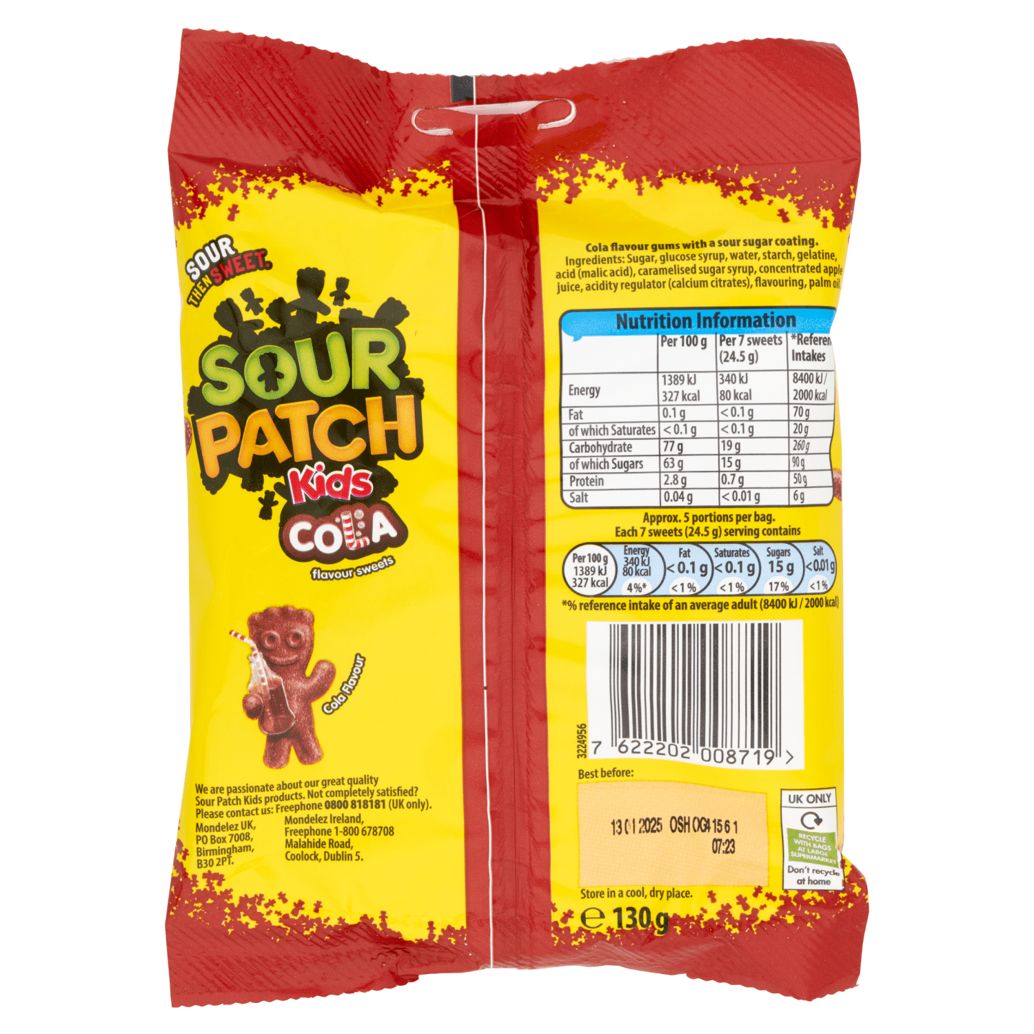 Sour Patch Kids Cola Flavour Sweets 130g - UK Food & Drink - 7622202008719