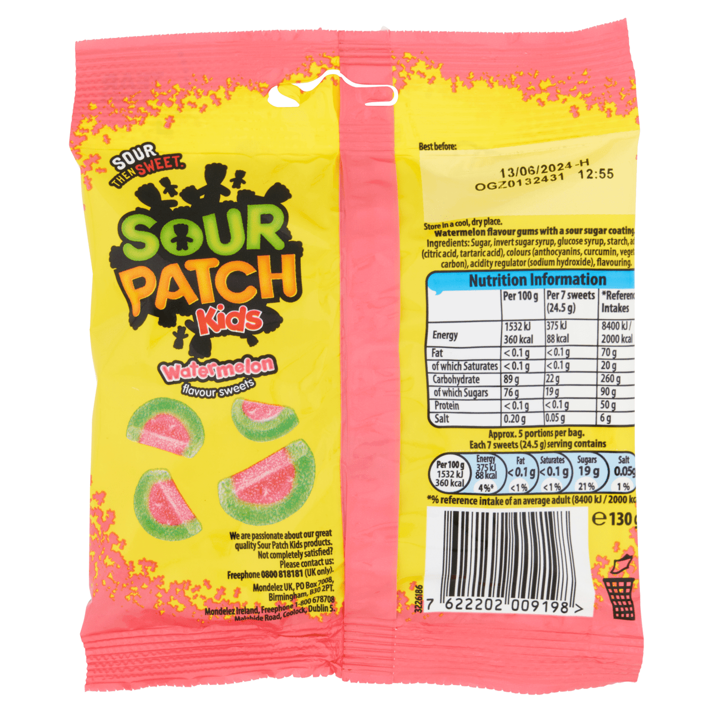 Sour Patch Kids Watermelon Flavour Sweets 130g - UK Food & Drink - 7622202009198