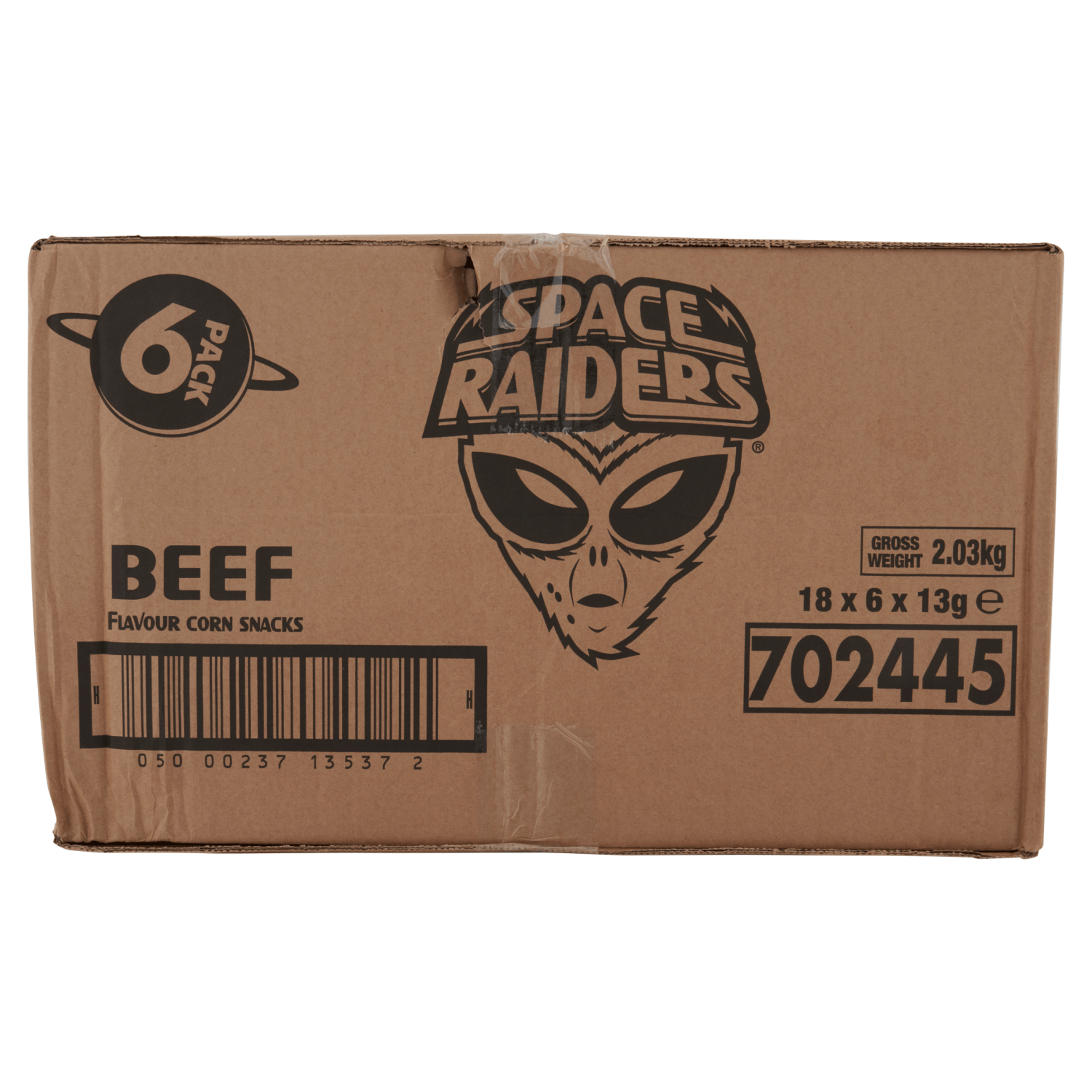 Space Raiders Beef Flavour Cosmic Corn Snacks 6 x 13g - UK Food & Drink - 5000237135389