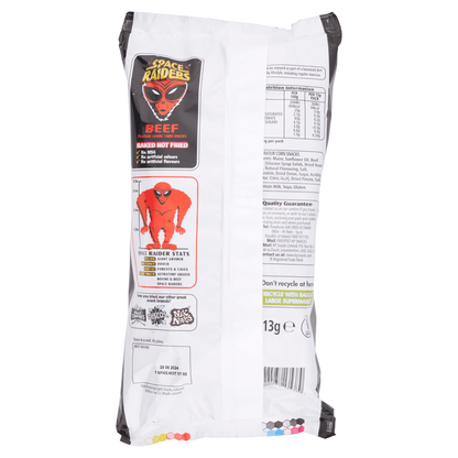 Space Raiders Beef Flavour Cosmic Corn Snacks 6 x 13g - UK Food & Drink - 5000237135389